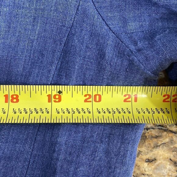 Alberto Makali Linen Blue 3/4 Sleeve Single Button Closure Blazer size 14 - Picture 9 of 10